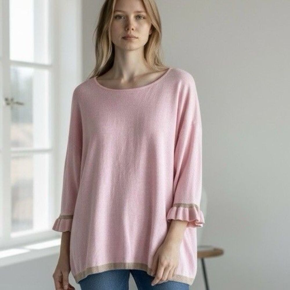 Lilly Pulitzer Charla Ruffle Sweater XL Pink Coral Reef - Picture 11 of 13